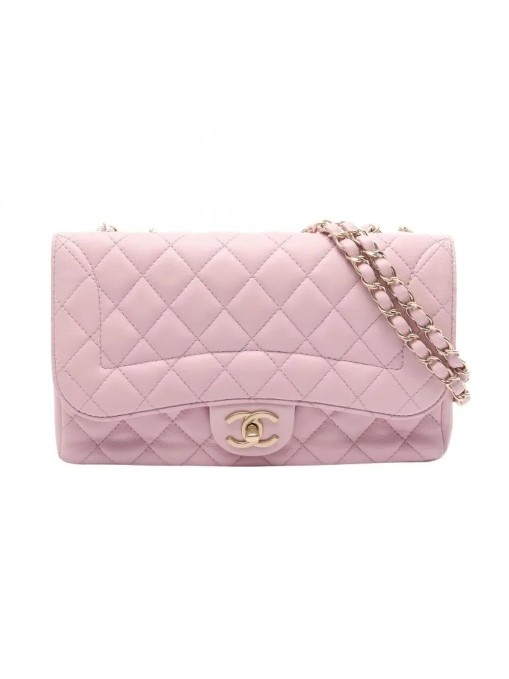 Chanel Shoulder Bag Quilted Single Flap Light Pink Lambskin Chain
